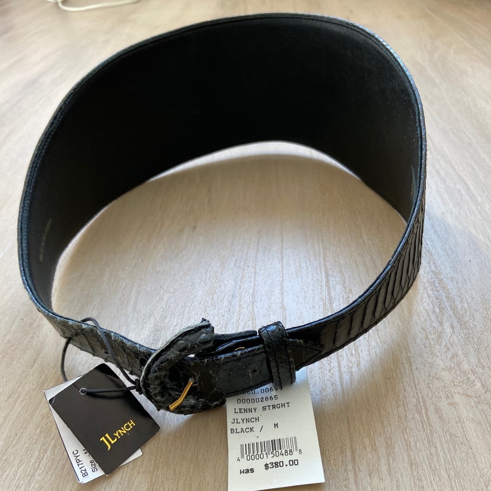 JLynch Black Snakeskin Wide Belt TAGS HAVE BEEN REMOVED.